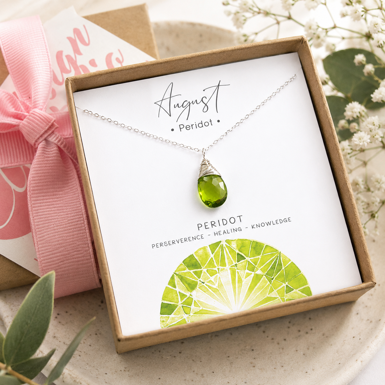 Peridot - August Birthstone - Sterling Silver Necklace
