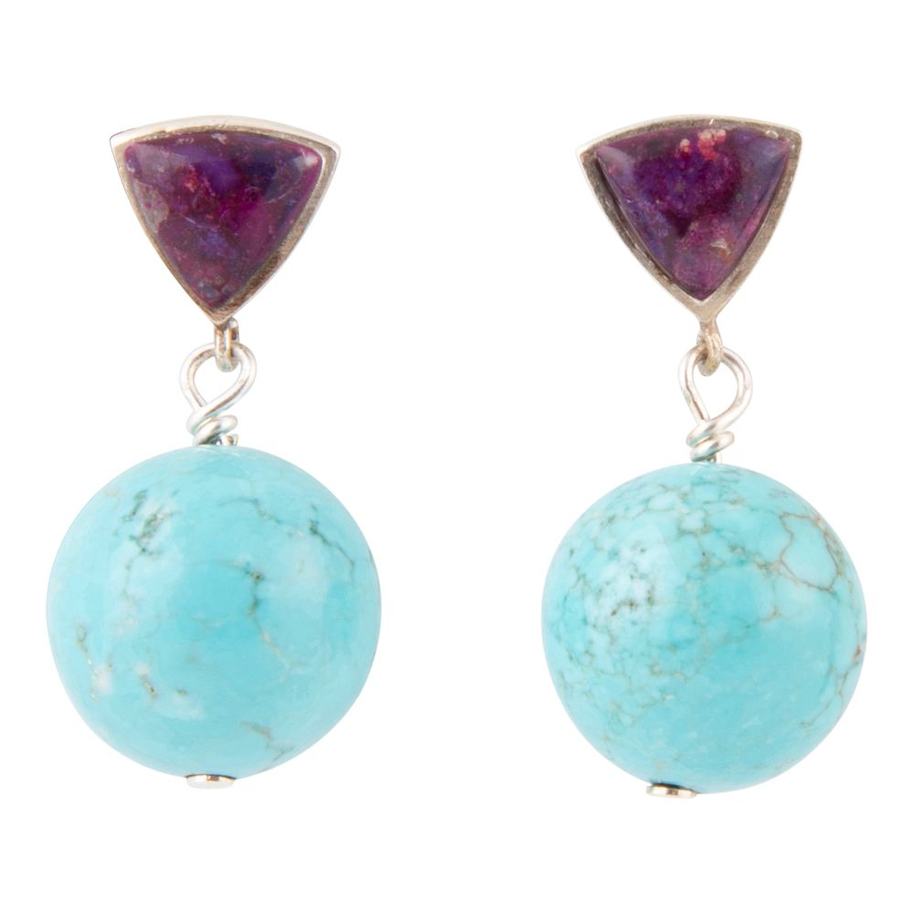 Prescott Purple Turquoise Sterling Silver Drop Earrings