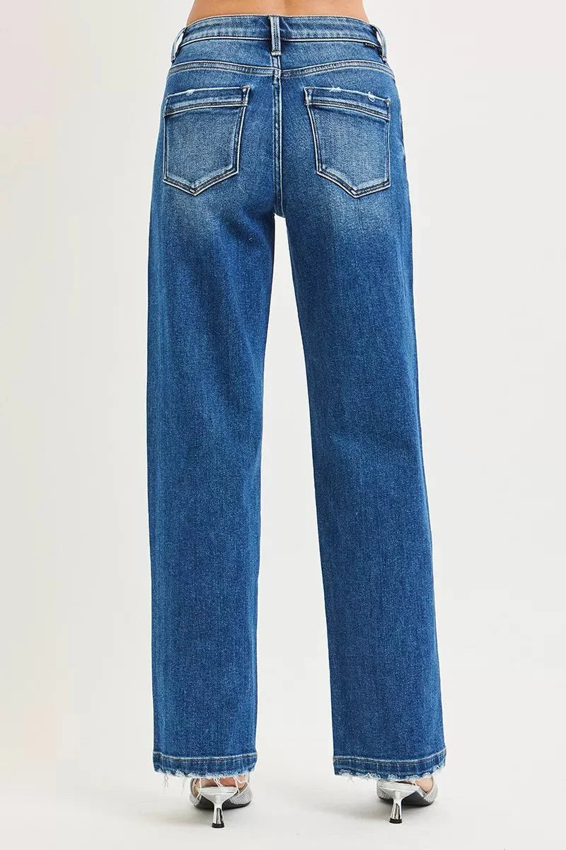 RISEN Full Size Slouchy Baggy Jeans Pocket Side Seam Detail Plus Size