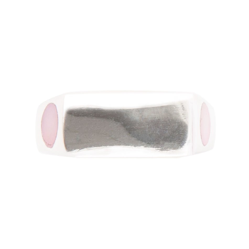 Signet Pink Opal and Sterling Silver In The Hole Ring