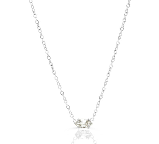 PHOEBE DAINTY SILVER MARQUIS CZ DIAMOND PENDANT NECKLACE