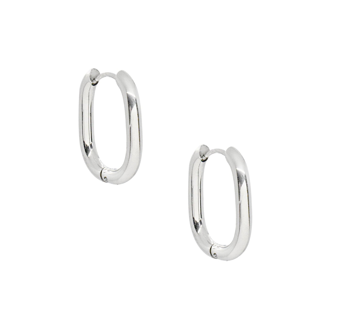 FIONA - SILVER OVAL HOOP EARRINGS