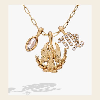 Virgo Zodiac Charm Cluster Necklace