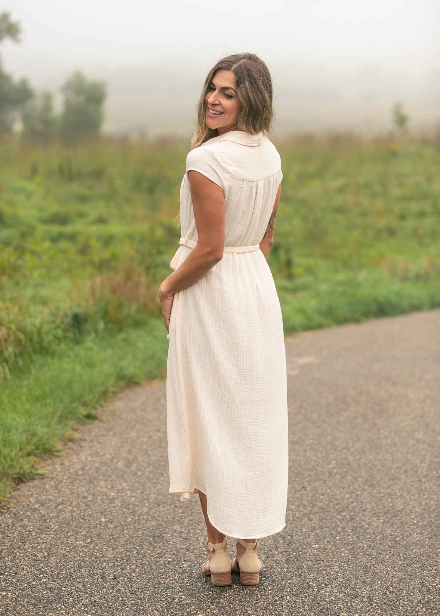 Willow Blush Pink Cotton Gauze Midi Dress