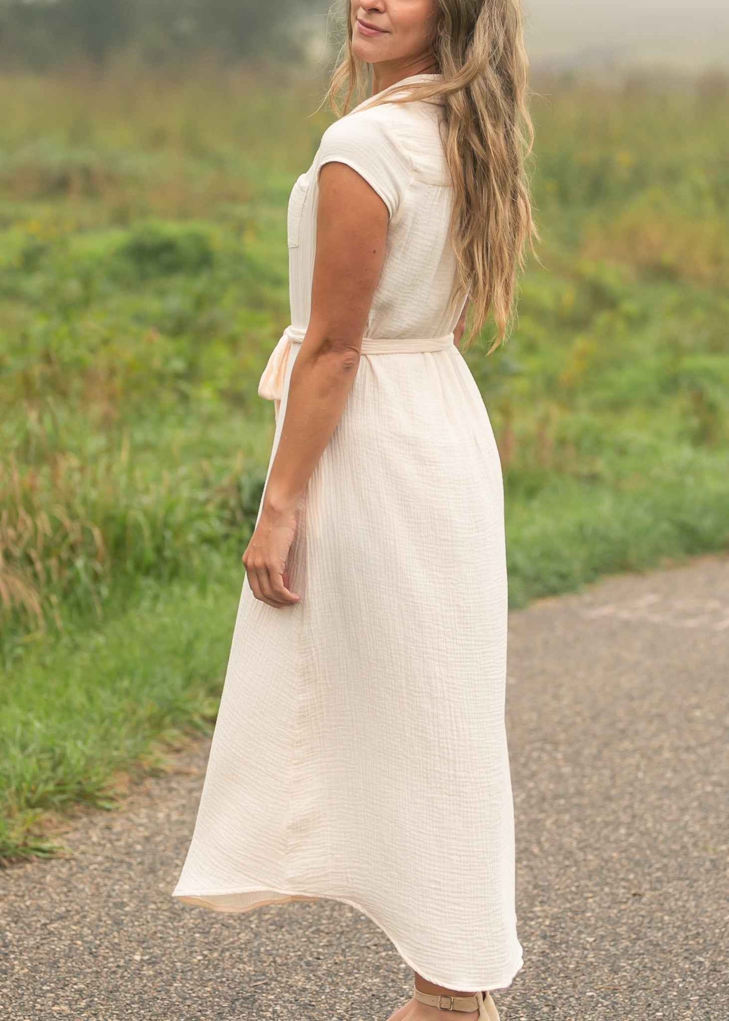 Willow Blush Pink Cotton Gauze Midi Dress